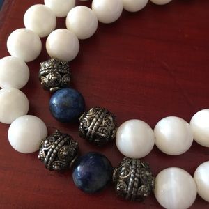 Jewelry - White Jade, Lapis Lazuli and Silver FULL Mala Jewelry - White Jade, Lapis Lazuli and Silver FULL Mala
